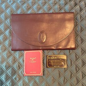Authentic “Must de Cartier” Cartier Clutch Authentication Card Included Vintage